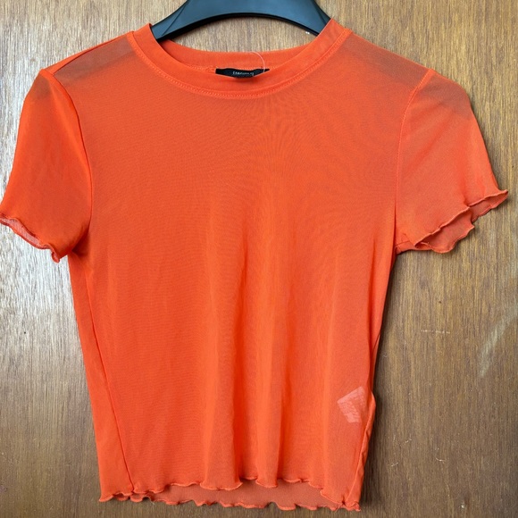 🎉Forever 21 Orange sheer mesh crop top size M - Picture 3 of 7